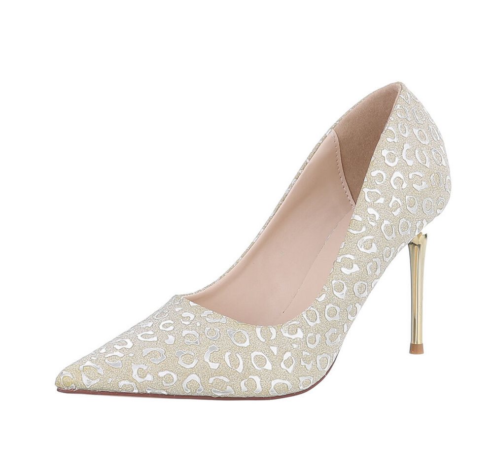 Ital-Design Damen Abendschuhe Elegant High-Heel-Pumps (87118535) Pfennig-/Stilettoabsatz High Heel Pumps in Gold