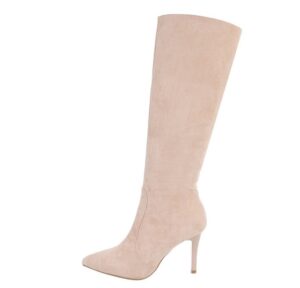 Ital-Design Damen Abendschuhe Elegant High-Heel-Stiefel (85080882) Pfennig-/Stilettoabsatz High-Heel Stiefel in Beige