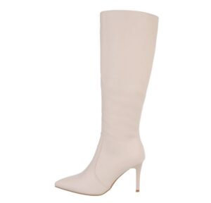 Ital-Design Damen Abendschuhe Elegant High-Heel-Stiefel (85080901) Pfennig-/Stilettoabsatz High-Heel Stiefel in Beige