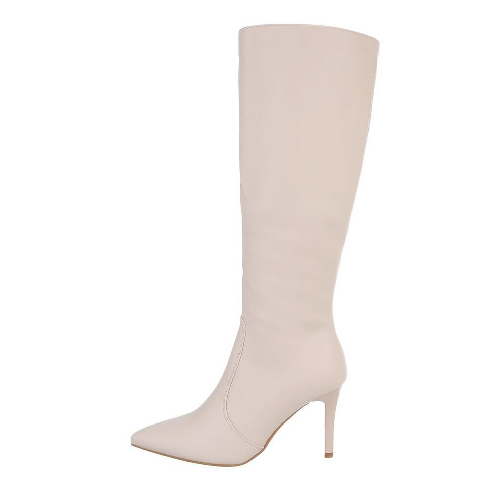 Ital-Design Damen Abendschuhe Elegant High-Heel-Stiefel (85080901) Pfennig-/Stilettoabsatz High-Heel Stiefel in Beige