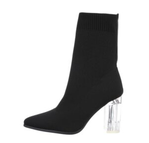 Ital-Design Damen Abendschuhe Elegant High-Heel-Stiefelette (84338430) Blockabsatz High-Heel Stiefeletten in Schwarz