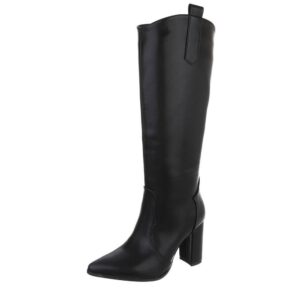 Ital-Design Damen Elegant High-Heel-Stiefel (91154726) Blockabsatz Stiefel in Schwarz