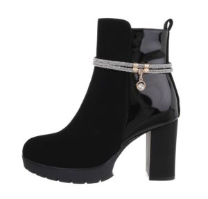 Ital-Design Damen Elegant High-Heel-Stiefelette (84633716) Blockabsatz High-Heel Stiefeletten in Schwarz