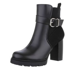 Ital-Design Damen Freizeit High-Heel-Stiefelette (88489423) Blockabsatz Stiefeletten in Schwarz