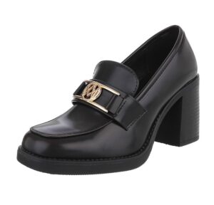 Ital-Design Elegante Absatzschuhe mit Detailverschluss für Damen High-Heel-Pumps (90793456) Blockabsatz Pumps in Dunkelbraun