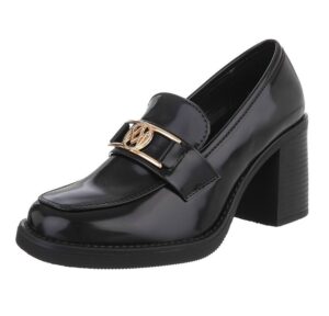 Ital-Design Elegante Absatzschuhe mit Detailverschluss für Damen High-Heel-Pumps (90793460) Blockabsatz Pumps in Schwarz