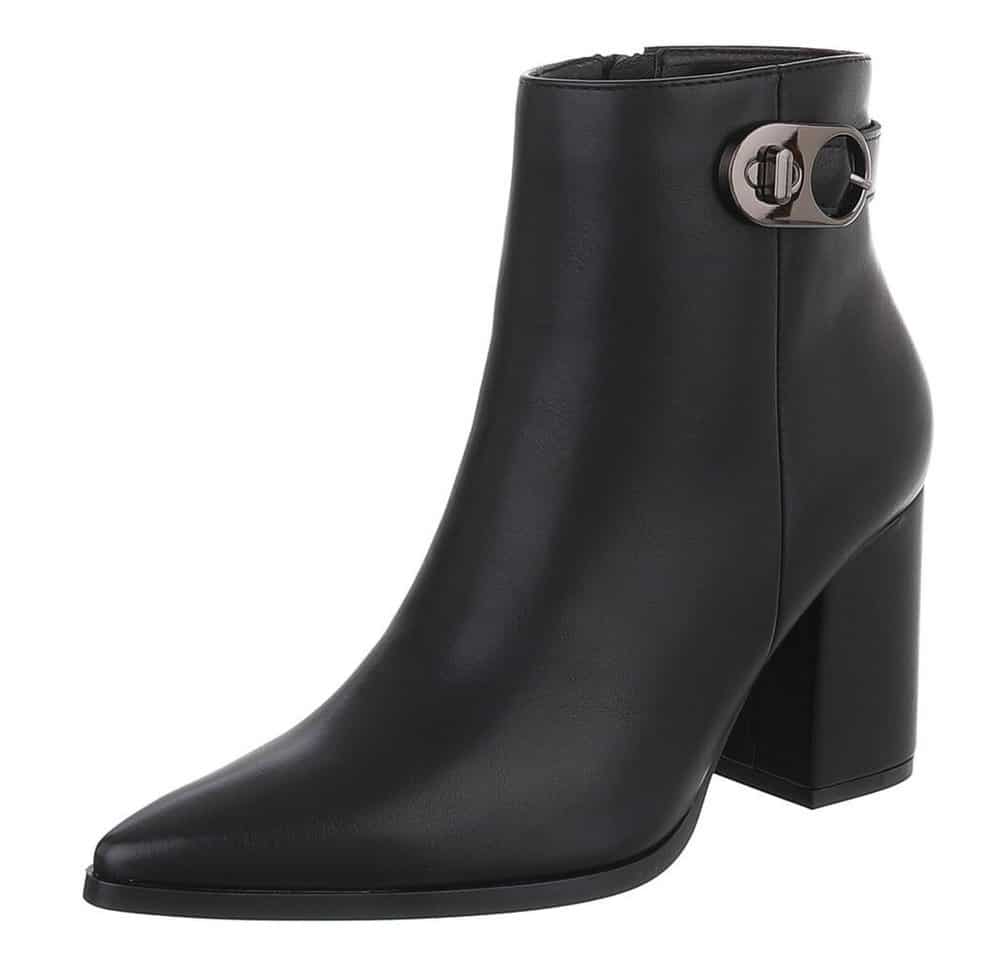 Ital-Design Elegante Ankle Boots mit Blockabsatz und seitlicher Schnalle High-Heel-Stiefelette (90927486) Blockabsatz Stiefeletten in Schwarz