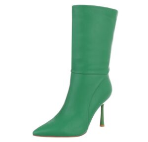 Ital-Design Elegante Damen-Stiefel mit hohem Absatz für besondere Anlässe High-Heel-Stiefel (90649093) Pfennig-/Stilettoabsatz Stiefel in Grün
