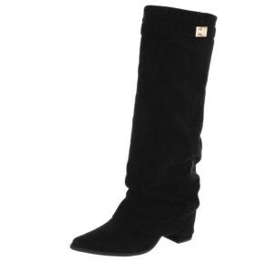 Ital-Design Elegante Stiefel mit hochwertigem Material und bequemem Design High-Heel-Stiefel (91154585) Blockabsatz Stiefel in Schwarz