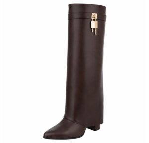Ital-Design Elegante Stiefel mit hohem Schaft und Blockabsatz für Damen High-Heel-Stiefel (90948415) Blockabsatz Stiefel in Braun