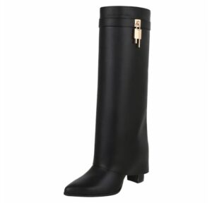 Ital-Design Elegante Stiefel mit hohem Schaft und Blockabsatz für Damen High-Heel-Stiefel (90948419) Blockabsatz Stiefel in Schwarz