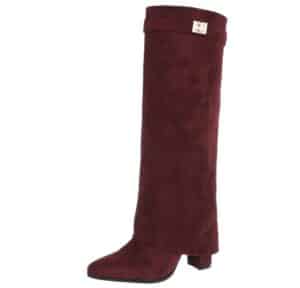 Ital-Design Elegante Stiefel mit raffinierten Details für Damen High-Heel-Stiefel (90471348) Blockabsatz Stiefel in Weinrot