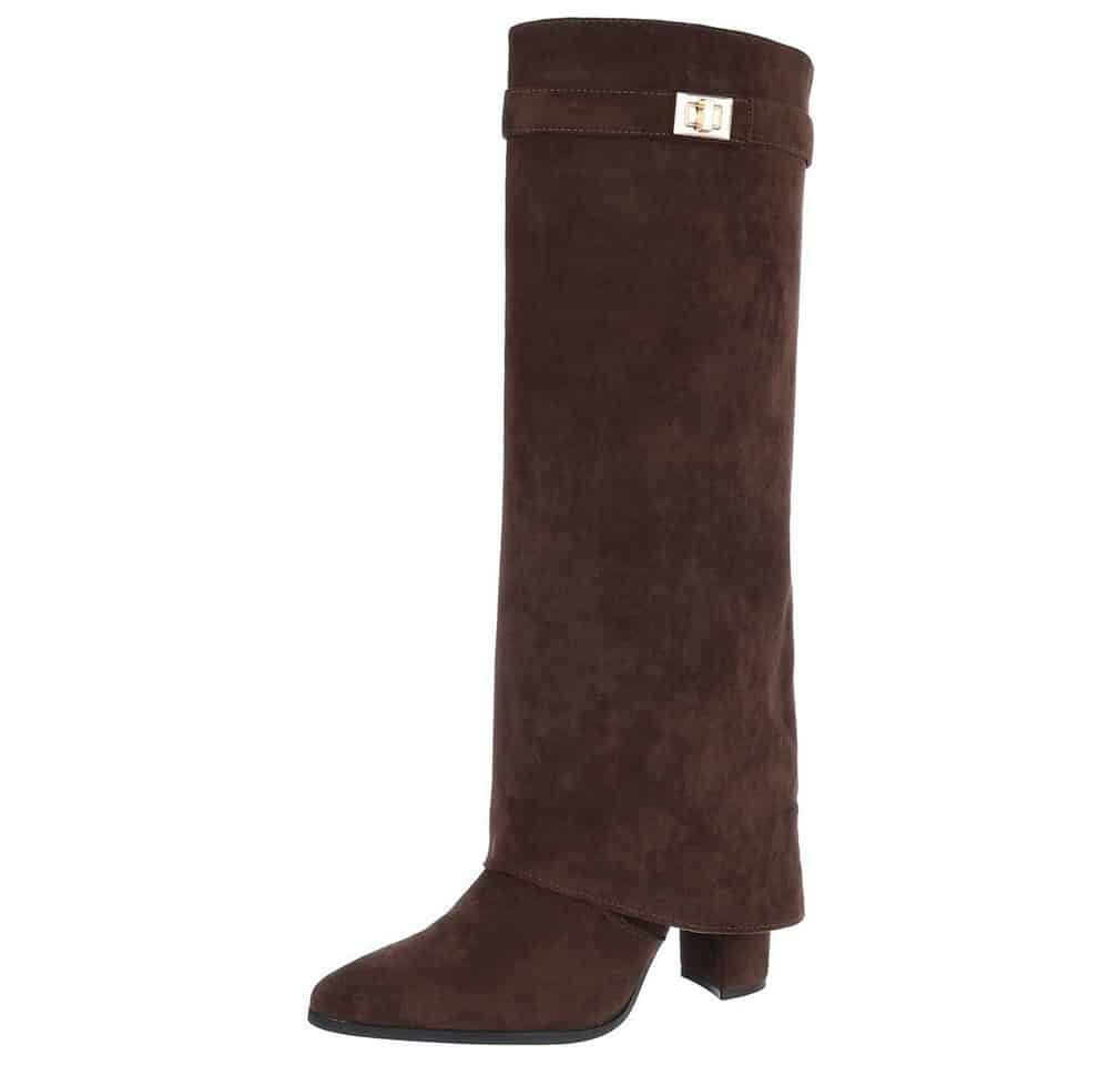 Ital-Design Elegante Stiefel mit raffinierten Details für Damen High-Heel-Stiefel (90471354) Blockabsatz Stiefel in Braun