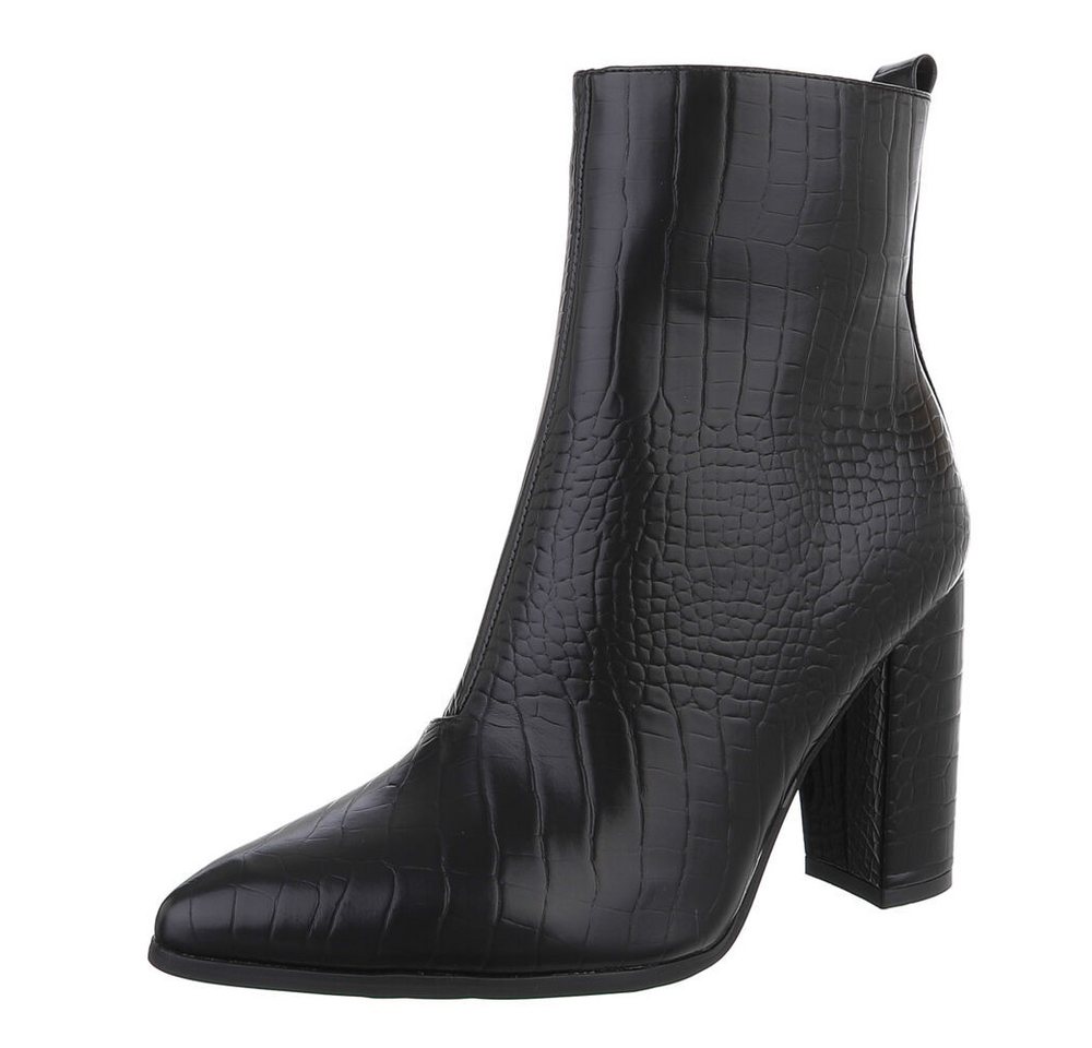 Ital-Design Elegante Stiefeletten mit Blockabsatz für Damen High-Heel-Stiefelette (89852921) Blockabsatz Stiefeletten in Schwarz