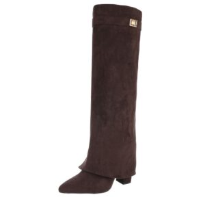 Ital-Design Elegante kniehohe Stiefelette mit Blockabsatz für Damen High-Heel-Stiefel