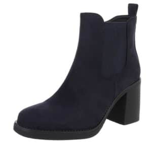 Ital-Design Eleganter Chelsea-Boot mit elastischem Einsatz und Sohle High-Heel-Stiefelette (90726836) Blockabsatz Stiefeletten in Dunkelblau