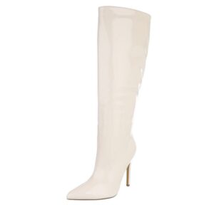 Ital-Design Kniehohe High Heels mit elegantem Design für besondere Anlässe High-Heel-Stiefel (90851800) Pfennig-/Stilettoabsatz Stiefel in Creme