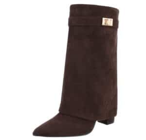 Ital-Design Modische Stiefeletten mit hohem Schaft für Damen High-Heel-Stiefel (90169636) Blockabsatz Stiefel in Braun