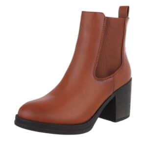 Ital-Design Stylischer Chelsea Boot mit Blockabsatz für Damen High-Heel-Stiefelette (90482610) Blockabsatz Stiefeletten in Camel