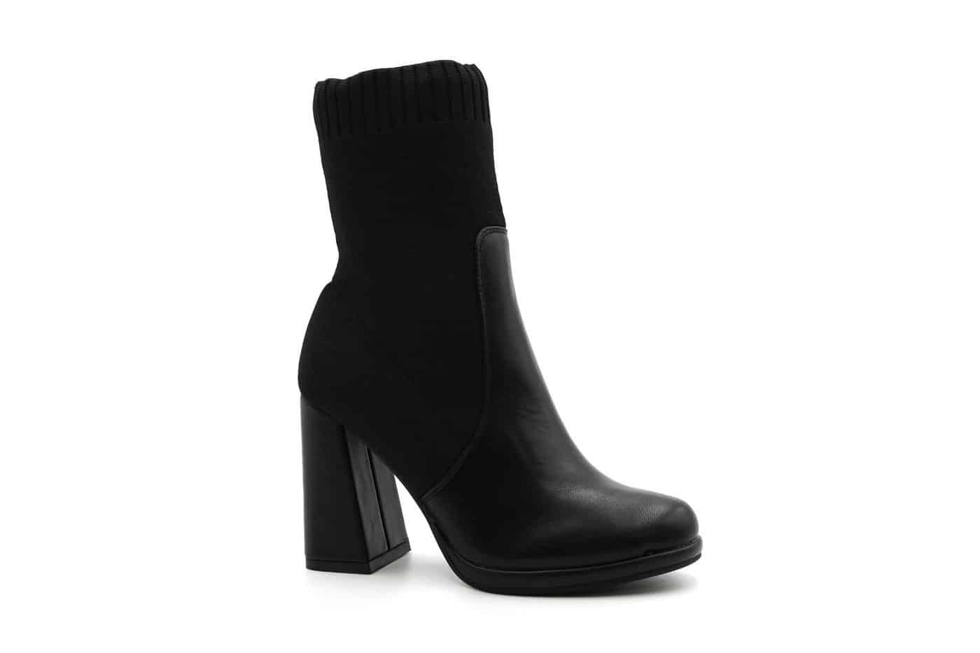Sonderpostendiscount Damen High Stiefletten Modell LM-17 Black zum Reinschlüpfen High-Heel-Stiefelette