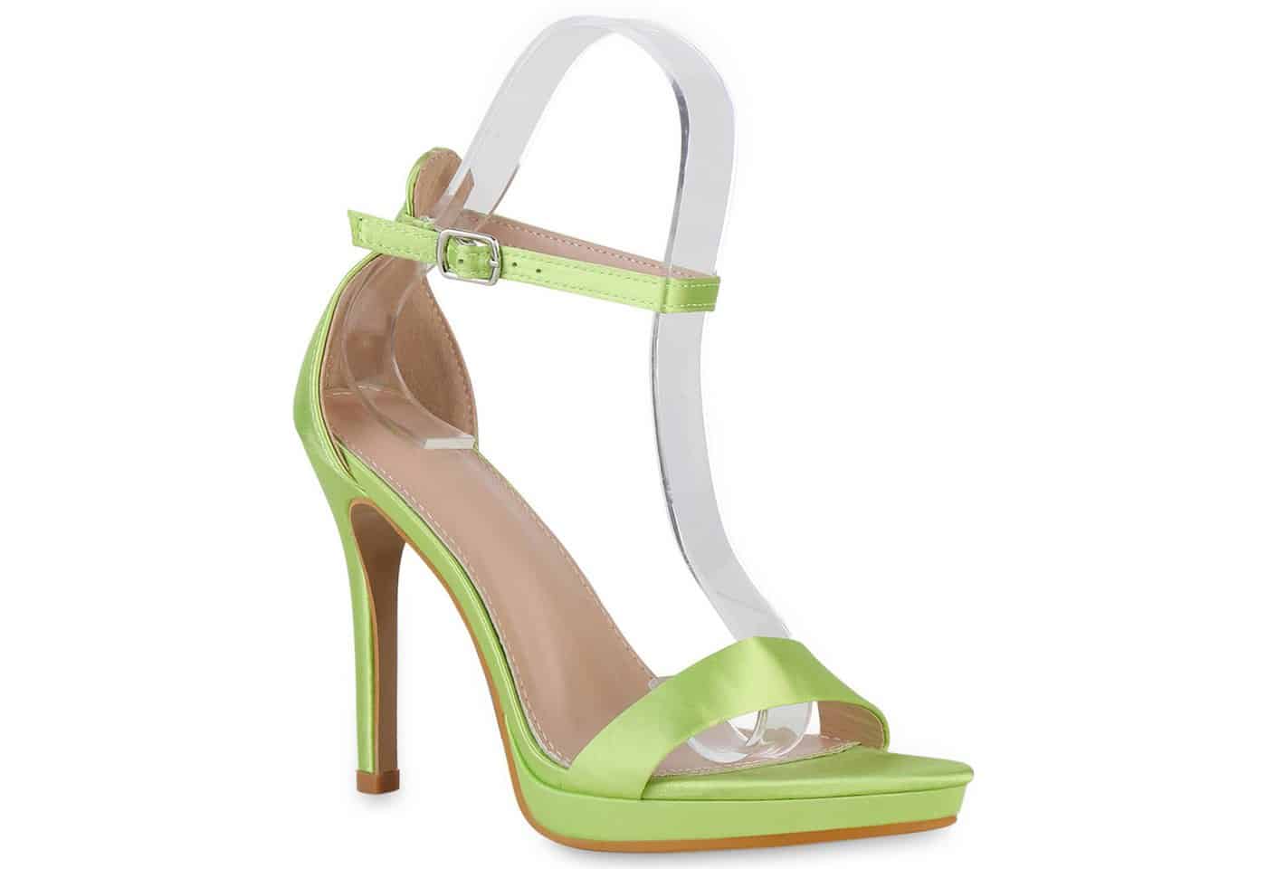 VAN HILL 840414 High-Heel-Sandalette Damen High Heels Sandaletten Stiletto Elegante Satin-Optik