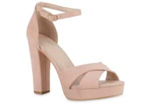VAN HILL 841365 High-Heel-Sandalette Damen High Heels Sandalette Veloursleder-Optik Party Absatz-